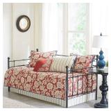 Madison Park Georgia Red 210 Thread Count Cotton Twill Reversible 6 Piece Daybed Set- Retail:$85.99