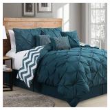 Avondale Manor Etta 7 Pc Queen Comforter Set Bedding TEAL/WHITE