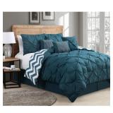 Avondale Manor Etta 7 Pc Queen Comforter Set Bedding TEAL/WHITE