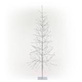 Alpine Corporation 65"H Indoor/Outdoor Pre-Lit Silver Foil Christmas Tree with Yard Stake and 360 LED Lights- Retail:$194.99