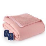 Shavel Quilted Micro Flannel to Sherpa 6-Layer Heated Electric Blanket- Retail:$179.99 PINK