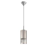 Satin Nickel- Eglo Carmelia 1-Light Satin Nickel Mini Pendant with Brushed Nickel