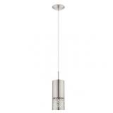 Satin Nickel- Eglo Carmelia 1-Light Satin Nickel Mini Pendant with Brushed Nickel
