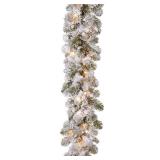 9 ft. Snowy Camden Garland with Clear Lights