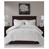 Madison Park Nova Ivory Embroidered Medallion Ultra Plush Comforter Set- Retail:$88.24