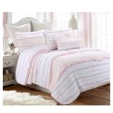 Cozy Line Pink Princess Ruffle Cotton Quilt Set