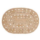 Natural Tan Farmhouse Flooring Halley Multi-Circle Jute Solid Color Oval Accent Rug