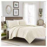 Laura Ashley Felicity Ivory Cotton 3-piece Quilt Set- Retail:$95.72