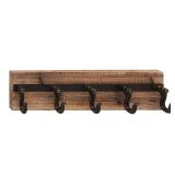 24" x 6" Industrial Iron & Wood 5-Hook Wall Rack by Studio 450