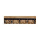 24" x 6" Industrial Iron & Wood 5-Hook Wall Rack by Studio 450
