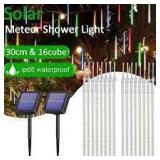 30CM 144LED Solar Meteor Shower String Lights Waterproof Light Falling String Lights for Wedding Party Christmas Lights-8pcs