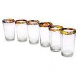 6 piece NOVICA handmade blown glass highball glass set