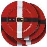 Set of 4 Metal Plates Santas Suit RED