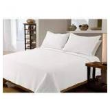 FULL/QUEEN SIZE Bedford Lane Collection Knob Hill Cotton Quilt Set WHITE