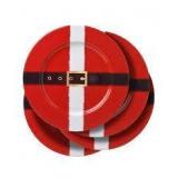 Set of 4 Metal Plates- Santa Suite Red