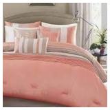 KING SIZE Madison Park Olympia 7 piece Comforter set PEACH BEIGE IVORY