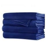 QUEEN SIZE Sunbeam Velveteen Electric Heated Warming Blanket NAVY