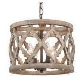 Modern Farmhouse 4 light Distressed solid wood drum geometric chandelier