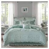 QUEEN SIZE Madison Park Heidi Quilted Cotton Comforter MINT GREEN