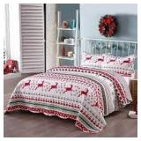 FULL/QUEEN SIZE Porch & Den Dutch Christmas Pattern Quilt Set