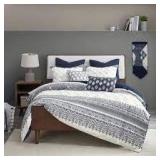 The Curated Nomad Natoma Navy Cotton Chenille Printed Duvet Cover Set- Retail:$116.99