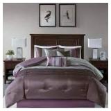 QUEEN SIZE Copper Grove Kiston 7 piece comforter set PURPLE/SILVER