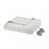 KING SIZE Ribbed Microfleece heated blanket by Serta IVORY