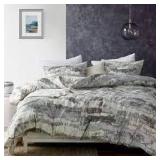 TWIN SIZE Watercourse Comforter GRAY/IVORY