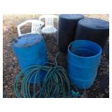 Plastic Barrels and Chairs