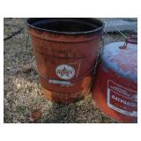 2 Gas Cans and Derby Lube Bucket