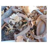 Lot of Cast Iron-Pans, Large Pot (cracked), Cobbler Stands and more