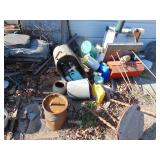 Misc. Primitives Lot Including Buckets, Yard Decor,etc.