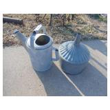Galvanized Funnel and watering can