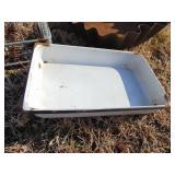 Milk crate, feed pan, enamel pan