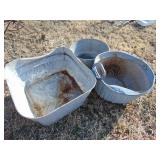 3 Pieces of galvanized tubs