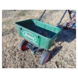 Murray push mower, scotts spreader and wash tub