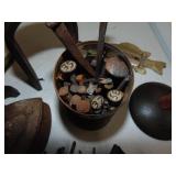 Box of primitives-scraper, date nails, razor, etc.