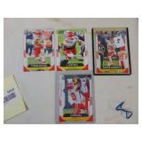 Lot of 4 2021 Score Football Cards Mahomes, Hill Mathieu, Bell