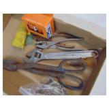 Flat of tools with level, crescent