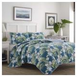 Tommy Bahama Full/Queen Reversible Southern Breeze Quilt & Sham Set Blue -  Retail: $77.59