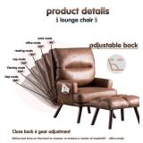 Ovios Recliner Chair with Ottoman Lumbar Support Wood Leg - Brown Faux Suede Retail: $489.49