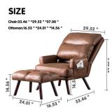Ovios Recliner Chair with Ottoman Lumbar Support Wood Leg - Brown Faux Suede Retail: $489.49