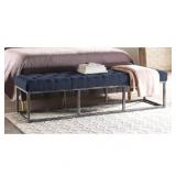 Serta Danes Blue Tufted Bench with Iron Legs Retail: $290.89