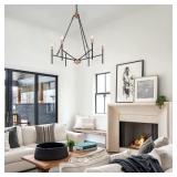 Modern Black Gold 6-Light Metal Candle Chandelier for Dining Room - D26.8" x H30" Retail: $249.99