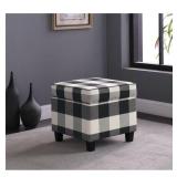 Carson Carrington Birkerod Square Lift-off Storage Ottoman - Black Buffalo Plaid Woven Retail: $97.99