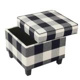 Carson Carrington Birkerod Square Lift-off Storage Ottoman - Black Buffalo Plaid Woven Retail: $97.99