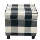 Carson Carrington Birkerod Square Lift-off Storage Ottoman - Black Buffalo Plaid Woven Retail: $97.99