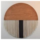 Boho Light Brown Wooden Wall Hanging Decor with Yarn Fringe