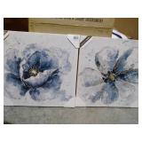 Madison Park Gleaming Blue Florals Printed Canvas 2-Pc Set -Retail $59.99