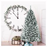 Snow Flocked Artificial Hinged Christmas Tree CM22068 7.5 ft Retail: $149.99